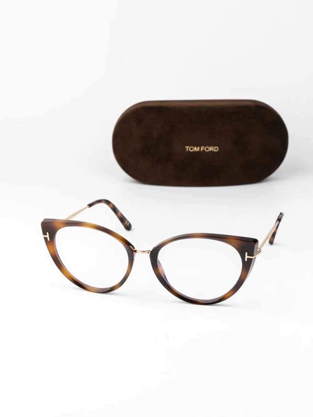 Tom Ford Women Eyeglasses Blonde Havana Gold Cat Eye FT5815-B 053 NEW AUTHENTIC
